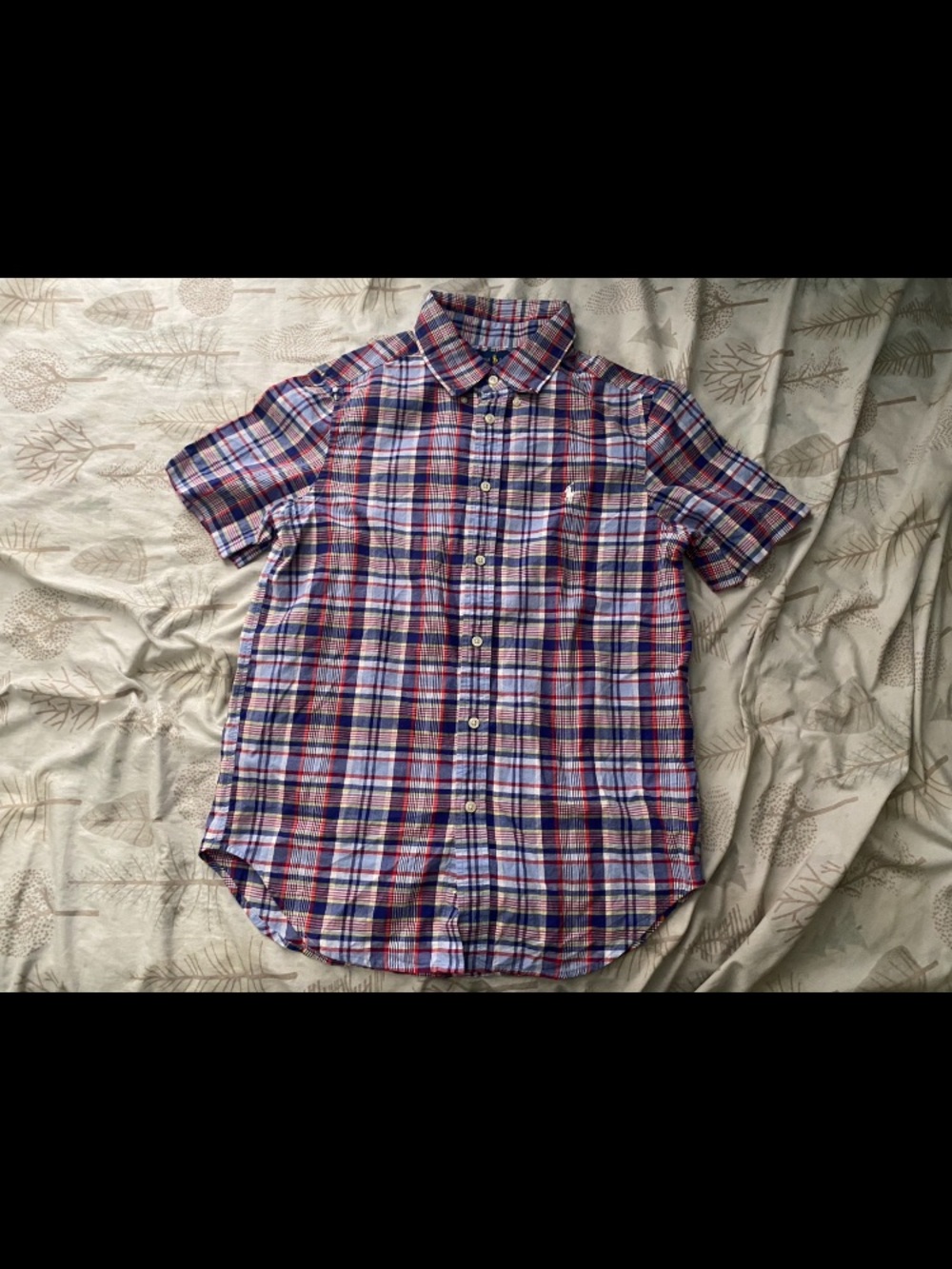 Boy’s Short Sleeve Plaid Button-Up Shirt - Red & Blue